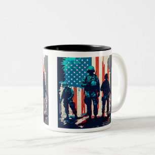 Soldaten aus Amerika Zwei-Tone-Tasse, 11 oz Zweifarbige Tasse