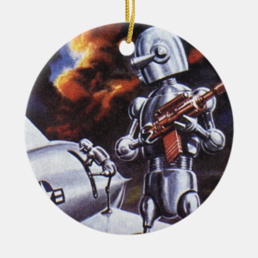 Soldaten der Vintagen Science Fiction Keramik Ornament (Vorne)