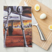 Soldaten der Vintagen Science Fiction Küchentuch (Viertel Falte)