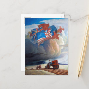 Soldaten des Bodens von Newell Convers Wyeth Feiertagspostkarte