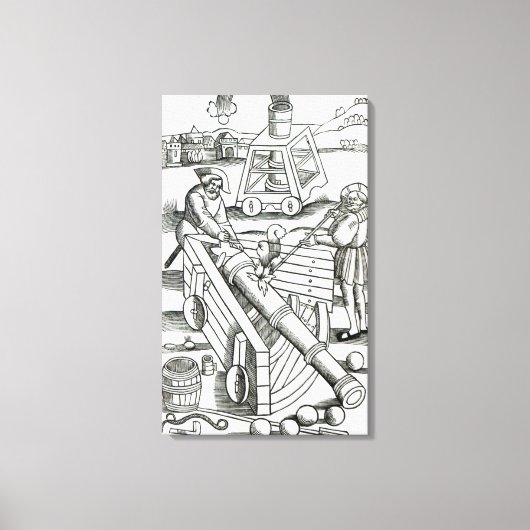 Soldaten, die eine Kanone feuern Leinwanddruck (Vorderseite)