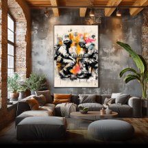 Soldaten, die Schach spielen - Antiwar Street Art