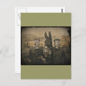 Soldaten, Donkey und Gasmasken Postkarte (Vorne/Hinten)