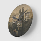 Soldaten, Donkey und Gasmasken Runde Wanduhr (Winkel)