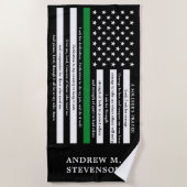 Soldaten Gebet Personalisiert dünne grüne Linie Strandtuch (Vorderseite)