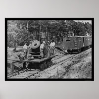 Soldaten mit einer Cannon auf einem Eisenbahnwagen