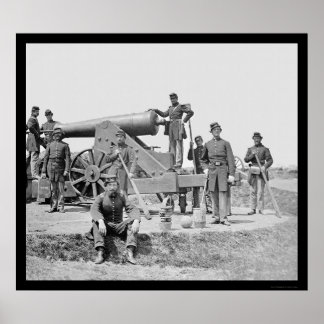Soldaten und 24 Pounder Siege Gun Ft Corcoran 1864 Poster