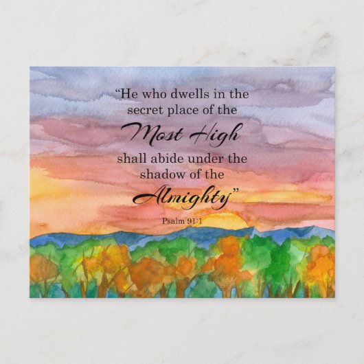 Soldatenpsalm 91 Schrift Bibelvers Sonnenuntergang Postkarte (Vorderseite)