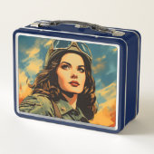 Soldatin Vintag Sci-Fi Metall Brotdose (Rückseite)