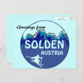 Solden Austria blaue Skiglogos Grüße Postkarte (Vorne/Hinten)