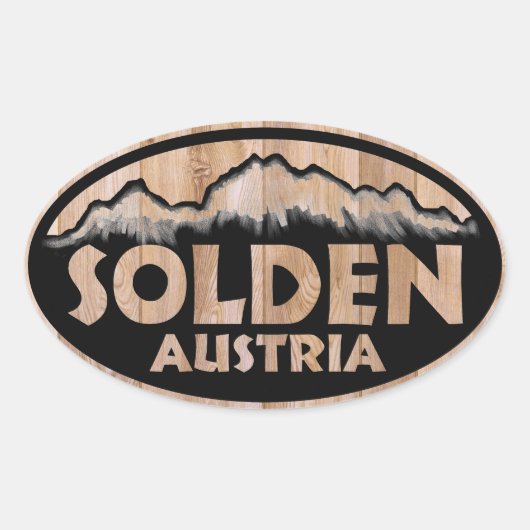 Solden Austria Holzschild oval Aufkleber (Vorderseite)