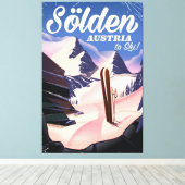 Sölden Austria Vintages Skipposter Leinwanddruck (Insitu (Holzboden))