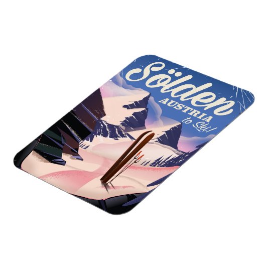 Sölden Austria Vintages Skipposter Magnet (Linke Seite)