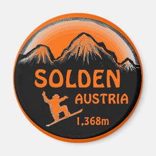Solden Österreich orange Snowboard-Kunstmagnet Magnet