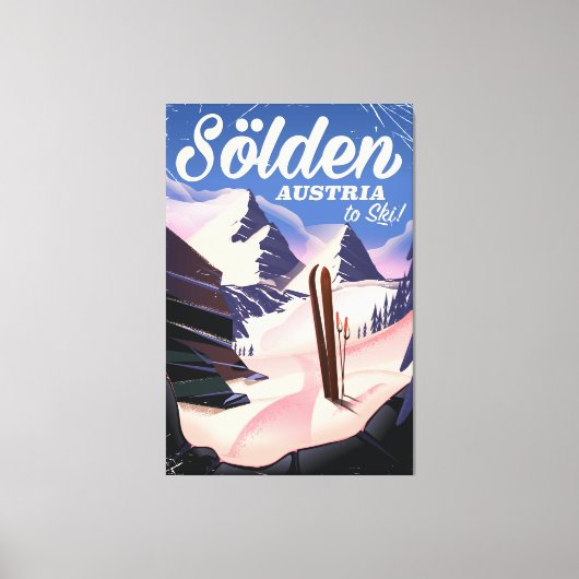 Sölden Österreich Vintage-Skiplakat Leinwanddruck (Vorderseite)