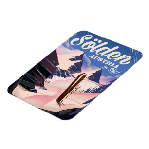 Sölden Österreich Vintage-Skiplakat Magnet