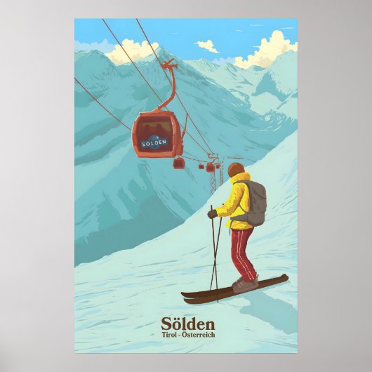 Sölden Skigebiet Reiseplakat Poster (Vorne)