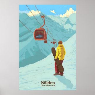 Sölden Snowboarden Reiseplakat Poster