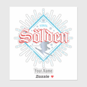Solden Tirol Retro Skier Vintager Skiurlaub Aufkleber