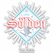 Solden Tirol Retro Skier Vintager Skiurlaub Aufkleber (Vorderseite)