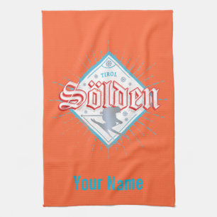 Solden Tirol Retro Skier Vintager Skiurlaub Geschirrtuch