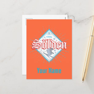 Sölden Tirol Retro Skifahrer Vintage Skiurlaub Feiertagspostkarte