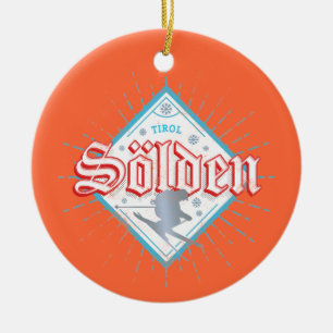 Sölden Tirol Retro Skifahrer Vintage Skiurlaub Keramik Ornament