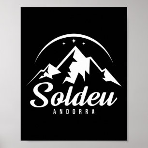 Soldeu Andorra Skigebiet Snowboarden Poster