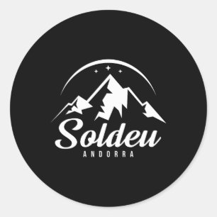 Soldeu Andorra Skigebiet Snowboarden Runder Aufkleber