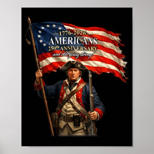 Soldier American Flag Patriotic Pride Illustration Poster (Vorne)