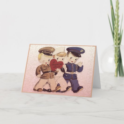 Soldier Boys Valentine Vintage Karte (Vorderseite)