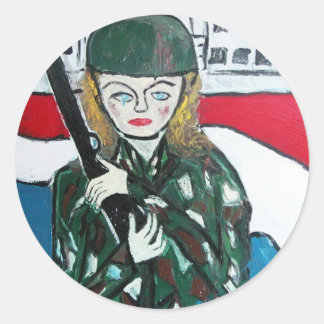 Soldier Girl Runder Aufkleber