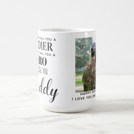 Soldier Hero Military Daddy Vathers Day Foto Kaffeetasse (Mittel)