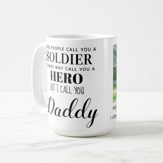 Soldier Hero Military Daddy Vathers Day Foto Kaffeetasse (Vorderseite Links)