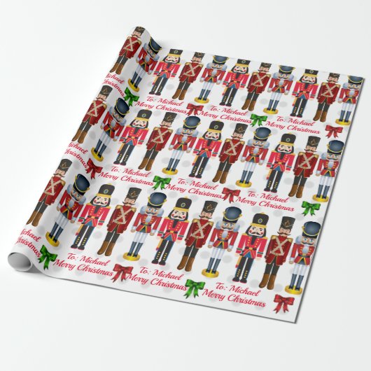 Soldier Nutcracker Personalize Name Christmas Wrap Geschenkpapier (Ungerollt)