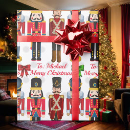 Soldier Nutcracker Personalize Name Christmas Wrap Geschenkpapier