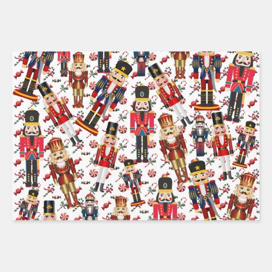 Soldier Nutcracker Toss mit Pfefferminzen Weihnach Geschenkpapier Set (Vorderseite 2)
