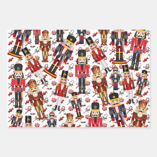 Soldier Nutcracker Toss mit Pfefferminzen Weihnach Geschenkpapier Set (Vorderseite)