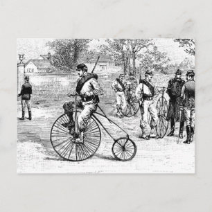 Soldier on Penny Farthing Bicycle Postkarte