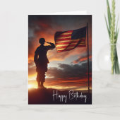 Soldier Saluting Flag zum Geburtstag Karte (Vorderseite)