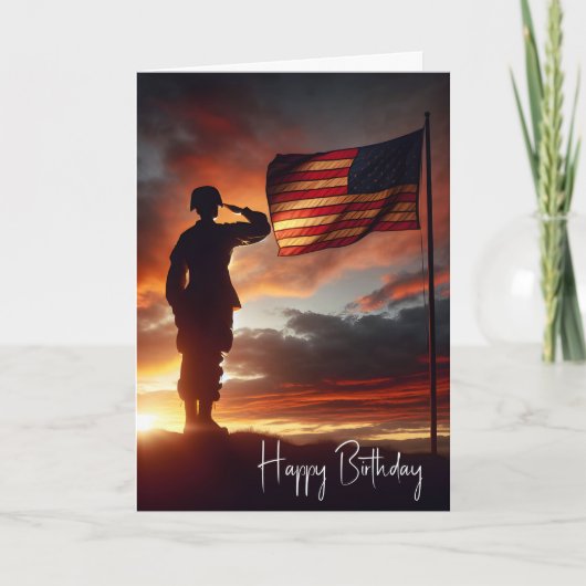 Soldier Saluting Flag zum Geburtstag Karte (Vorderseite)