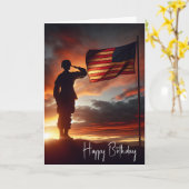 Soldier Saluting Flag zum Geburtstag Karte (Gelbe Blume)