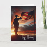 Soldier Saluting Flag zum Geburtstag