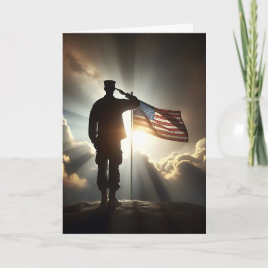 Soldier Saluting Flag zum Geburtstag Karte (Vorderseite)