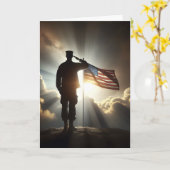 Soldier Saluting Flag zum Geburtstag Karte (Gelbe Blume)