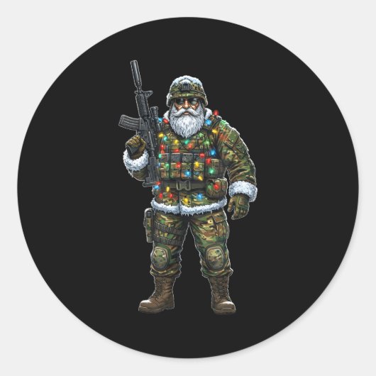 Soldier Santa Camouflage Christmas Military Hunter Runder Aufkleber (Vorderseite)