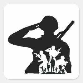 Soldier Silhouette Schlüsselanhänger Quadratischer Aufkleber