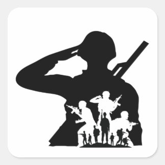 Soldier Silhouette Schlüsselanhänger Quadratischer Aufkleber