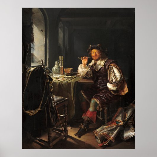 Soldier Smoking - Frans van Mieris Fine Art Poster (Vorne)