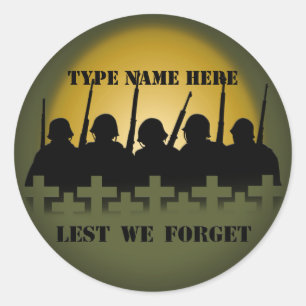 Soldier Tribute Stickers, damit wir nicht vergesse Runder Aufkleber